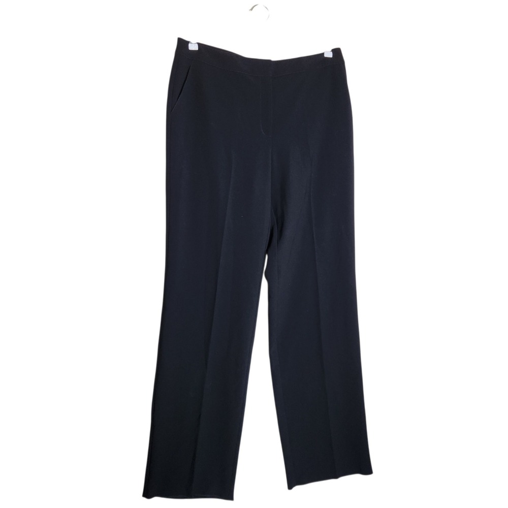 St. John Black Wide Leg Trousers Dress Pants Size 14 Made in USA Professional